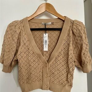 Alice and Olivia cropped cardigan in camel